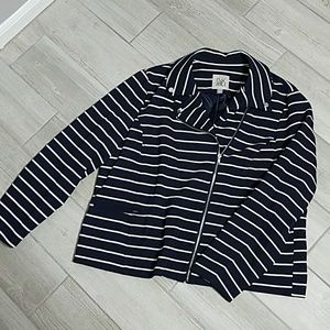 Navy blue and white striped jacket